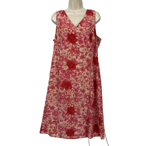Vtg Y2K Studio I Dress Womens 14 Pink Retro Garden Floral Sundress Midi Romantic - Picture 2 of 12